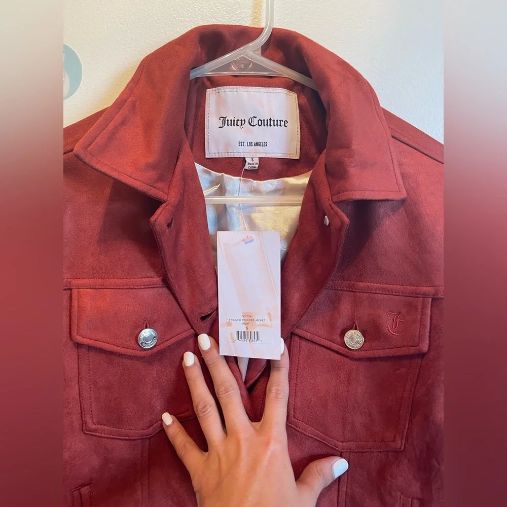 Juicy Couture Women's Bold Rust Suede Fringe Jacket New with tags. Size S - Picture 3 of 8